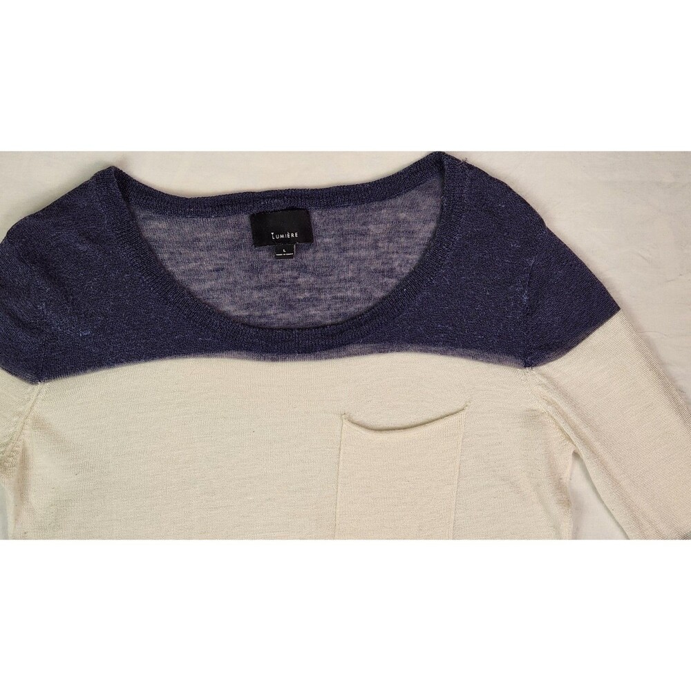 Lumiere Women Blue Long Sleeve Top Sz Large - Picture 5 of 9